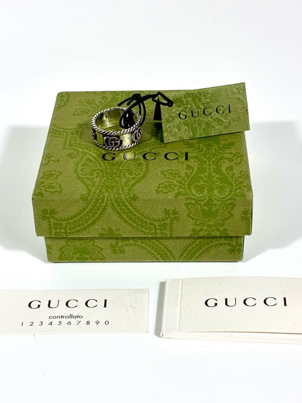 Gucci GG Marmont Band Wide 925 Ring Sterling Silver 6.75 14 NEW - Picture 13 of 17